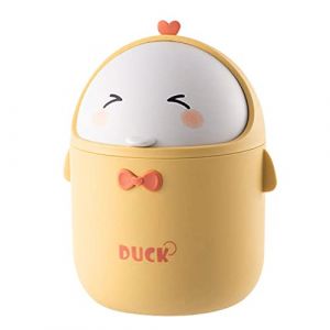 Greyoe Mini Poubelle, Petite Poubelle, Poubelle de Table avec Couvercle, Petite Poubelle de Salle de Bain, pour Salle Bain, Bureau Poubelle de Style Dessin Animé Mignon Portable ((Jaune)) (JIASHENGMEI, neuf)