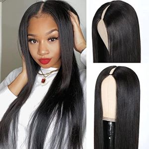 Perruque Femme Naturelle V Part Wig Human Hair Perruque Bresilienne Lisse Upgrade U Part Wig Human Hair No Lace Wear And Go Glueless Wig Human Hair Perruque Sans Colle Cheveux Humain Femme 24 pouces (Piaoran hair products company, neuf)