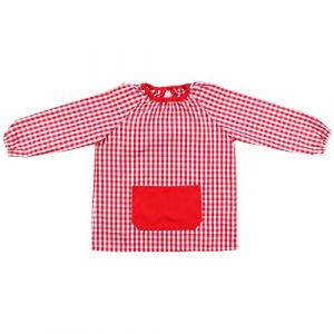 H HANSEL HOME Tablier d'&Eacute;cole pour Enfant et Gar&ccedil;on, Tablier Blouse Pas de Bouton &Eacute;lastique aux Poignets et au Cou Puor l'&Eacute;cole e Artisanat - Rouge 4-5 Ans (HANSEL HOME, neuf)