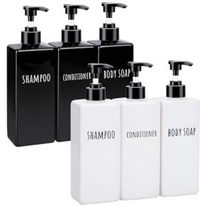 Segbeauty Distributeur Savon, 6 Pi&egrave;ces 500ml Distributeur Shampoing et Gel Douche, Flacon Pompe Vide, Soap Dispenser avec &Eacute;tiquette Imprim&eacute;e, Distributeur Savon Plastique pour Salle de Bain (Seg-Beauty, neuf)