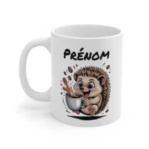 Teecustom Mug Hérisson Personnalisé – Tasse Café Mignonne et Énergique avec Prénom – Cadeau Original (TeeCustom, neuf)