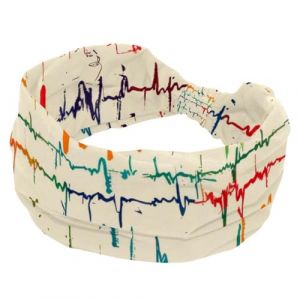 Bandeau élastique pour femme, motif battement de cœur, motif coloré avec électrocardiogramme, bandeau de cheveux antidérapant, turban de sport tendance pour yoga, entraînement, usage quotidien (zhengzhiqi2299, neuf)