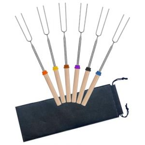 CHBCD 6 brochettes de barbecue télescopiques en acier inoxydable, bâtonnets de pain, brochettes d'agneau grillé, brochettes de barbecue, ensemble de couverts de barbecue de camping, bâtonnets de pain (GAOjianfeide, neuf)