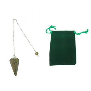Pendule en pierre naturelle Unakite, pendule en cristal, pendule en cristal hexagonal vintage pour la radiesth&eacute;sie, pendule Chakra Reiki Divination M&eacute;ditation Wicca (Unakite) (Pandidui23, neuf)