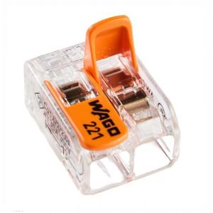 Borne de connexion WAGO-COMPACT 221-612, 2 fils avec levier de commande jusqu'à 6 mm2 (Digital Brico, neuf)