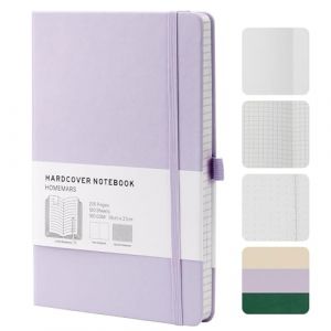 HOMEMARS Cahier A5, Carnet de notes DIN A5,Blanche,Sketchbook，cahier page blanche, 200 pages, 100 g/m², Violet,bloc note,carnet de voyage, carnet de notes, avec Porte-stylo, Marque-pages (Homemars Direct, neuf)