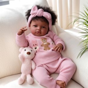 BABESIDE Poupée Reborn Afro-américaines - 20 Pouces Africain Réaliste Bébé Nouveau-né en Tissu pour - Peau Biraciale Poupon Fille Enfants à partir de 3 Ans (YUQS-SIDE, neuf)