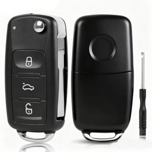 2 pi&egrave;ces Coque Cl&eacute; pour VW Polo 5(2009-2017) Scirocco 3(2008-2014) Golf 5 Jetta Seat Leon Passat Tiguan Skoda, Voiture Fob T&eacute;l&eacute;commande avec 1 Tournevi, Boitier T&eacute;l&eacute;commande Cl&eacute; Plip de 3 Boutons (TuoDiYaBi, neuf)