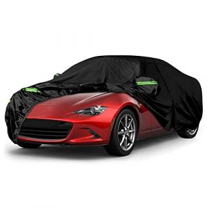 Bâche Voiture Étanche Respirante Compatible avec Mazda Miata MX-5 1998-2021, 4 Couches Housse de Protection Voiture Extérieur Contre Pluie Soleil Poussière avec Zip et Sangle Coupe-Vent (ConBlomi, neuf)