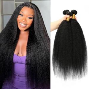 Tissage Bresilien 3 Bundles Yaki Cheveux Naturel Bresilienne Tissage Cheveux Humain Bresilienne Yaki Raide Meches Bresiliennes Naturelles Kinky Straight Hair (16 18 20 pouces) (yuzhoushixiaojungongyipinjingyingbu, neuf)
