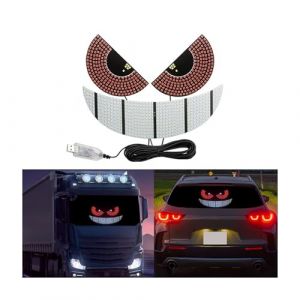 JKCUYOO Lumière des yeux du diable pour les voitures,Lumière des yeux du diable pour le pare-brise,Oeil LED de voiture USB Plug and Play,11 modes d'éclairage dynamiques pour les yeux de la voiture (JKCUYOO, neuf)
