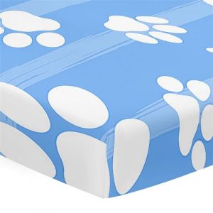 Hiseng Drap Housse pour Lit Bébé Enfant Empreinte Motif Doux Draps Housses pour lit de Bébé et lit d'Enfant en Microfibre Protège Matelas Compatible pour Berceaux de Chevet (Rayure,65x95cm) (Hiseng, neuf)