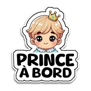 Autocollants Bébé à Bord Voiture, Bébé Prince 16 x 14 cm, Stickers Bébé à Bord Résistants aux UV et Waterproof, Bébé a Bord Voiture Facile à Appliquer, Accessoire Bebe à bord Sécurité Voiture (Albastov, neuf)