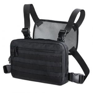WYNEX Sac Poitrine Homme Tactique Chest Rig Sacoche de Poitrine Militaire Pochette Pectorale Tactique pour Talkie Walkie T&eacute;l&eacute;phone | avec Bretelle R&eacute;glable (Wynex-EU, neuf)