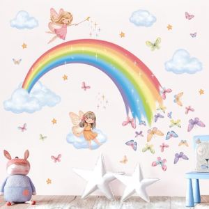 decalmile Stickers Muraux Arc en Ciel F&eacute;e Autocollant Mural Papillons &Eacute;toile Nuage D&eacute;coration Murale Fille Chambre Enfants B&eacute;b&eacute; P&eacute;pini&egrave;re (DecalMile Direct, neuf)