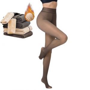 Collant Polaire Femme Grande Taille - Legging Élasticité Effet Transparent S-M, L-XL, XXL - Chaleureux (02-Café Peau XXL 200g) (Suqing, neuf)