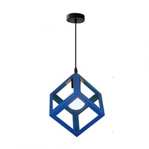 TOKTOP Suspension Luminaire Moderne Lustre Forme Cube Métal E27 Plafonnier Géométrique Style Suspendu pour Enfant Chambre Ado Salon Restaurant, Bleu (Arbodary, neuf)