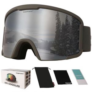 OUTDOORSPARTA Lunettes de sports de neige - lunettes de ski compatibles avec les casques pour hommes et femmes, protection 100% UV (9. Cadre gris, plein Objectif miroir argent) (OutdoorSparta, neuf)