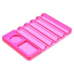 FOMIYES Support Stylo Manucure 5 Compartiments Avec Palette De Mélange Pour Nail Art, Organiseur Outils Et Accessoires Ongles, Rangement Pratique Pour Stylos à Vernis, Couleur Rose Fuchsia (Family&Personal, neuf)