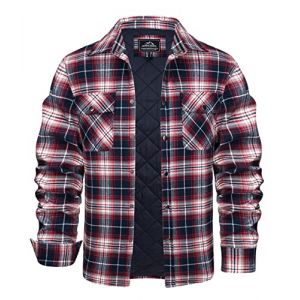 KEFITEVD Hommes Veste Bûcheron Flanelle Chaude Blouson Carreaux Hiver Chemise Carreaux Bûcheron Extérieur,Rouge Blanc,M (CAVVA EU, neuf)
