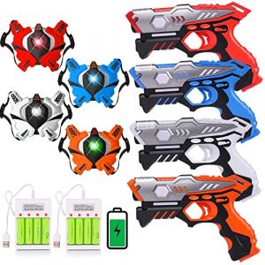 VATOS Rechargeables Laser Tag - Jeu de Pistolet, Infrarouge avec Gilets Pack de 4 Multifonction Intérieur Extérieur Cadeaux pour Les Enfants de 6+ Ans Garçons Filles (XIAOMA ONLINE EU, neuf)