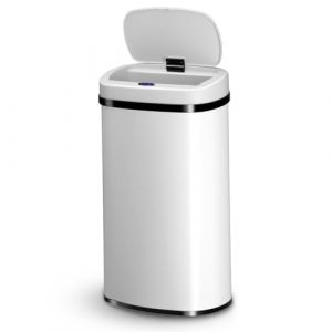 Juskys Poubelle automatique avec capteur de 60 L - poubelle électrique, détecteur de mouvement, couvercle automatique, étanche, rectangulaire, cuisine - blanc (Juskys Gruppe GmbH, neuf)