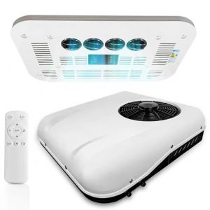 Climatiseur de toit pour camping-car, Climatiseur de RV stationnement 12V/24V, avec compresseur à spirale, silencieux, pour camping-cars, camions, fourgons, remorques de bateau et tracteurs,12V (HNBYLMM, neuf)