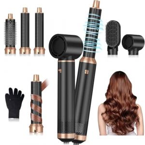 Souvik Hair Tool Set, Brosse S&egrave;che Cheveux, Brosse Soufflante, Automatique Fer &agrave; Boucler, Thermal Brush, 3 Temp&eacute;ratures, pour Cheveux Secs, Volume, Liss&eacute;s, Boucl&eacute;s pour Maison Voyage (Souvik EU, neuf)