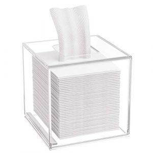HIIMIEI Boîte à mouchoirs carrée Acrylique - Boîte à mouchoirs avec Couvercle magnétique - pour Salle à Manger, Salle de Bain, Chambre à Coucher, Voiture et Bureau - Transparent (HIIMIEIFR, neuf)
