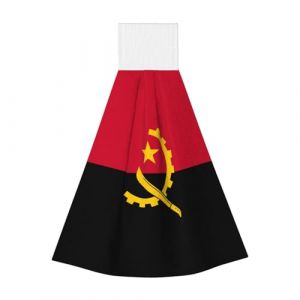 Lingettes absorbantes en velours corail avec drapeau de l'Angola – Serviettes à suspendre pour cuisine, salle de bain, camping, extérieur et plus encore (gaunjuhaodianpu, neuf)