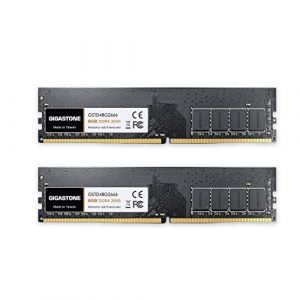 【DDR4 RAM】 Gigastone RAM de Bureau RAM 16Go (2x8Go) DDR4 16Go DDR4-2666MHz PC4-21300 Unbuffered Non-ECC 1.2V CL19 288-Pin/Broches UDIMM M&eacute;moire RAM (Ordinateur de Bureau Uniquement) (Gigastone Pro, neuf)