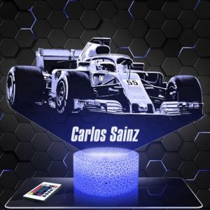 Lampe de chevet, Veilleuse Tactile Formule 1 F1 - C. Sainz Lampe 3D LED illusion, Idée cadeau Noël anniversaire garçon et fille Effet Hologramme 3D chambre d'enfant ou adulte TOP (Lampephoto-fr, neuf)