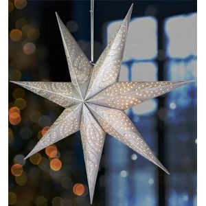 BRUBAKER Étoile de Noël en Papier 60 cm à Suspendre - Étoile de l'Avent pour Fenêtre - Étoile en Papier 3D avec Douille E14 - Étoile Lumineuse Suspendue avec 3,5 m de Câble - Argent (BRUBAKER (Der Schnellversender!), neuf)