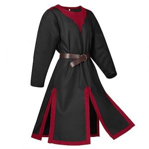 Cexiakong Tunique de crois&eacute; m&eacute;di&eacute;val pour hommes, templier, robe ouufit, manteau, Renaissance, Halloween, robe &agrave; blason, cosplay guerrier, O Noir., L (HUANGYUZHU-AMZSHOP, neuf)