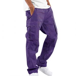 Pantalon Cargo Homme Pantalons Jogging de Travail Sport Surv&ecirc;tement avec Poches Fonctionnelles Pants Coupe D&eacute;contract&eacute;e Cordon de Serrage Grande Taille Joggers Militaire Baggy Pants (UoUa1245, neuf)