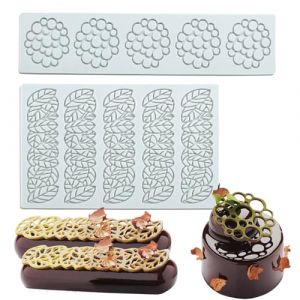 Zfseyuh 2 Pi&egrave;ces Tapis Dentelle Silicone Patisserie Moule Dentelle Feuille Moules en Silicone &agrave; Bulles pour Chocolat,Fondant,P&acirc;te &agrave; Sucre,G&acirc;teau,D&eacute;coration D'assiette (Hongdz, neuf)