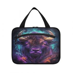 Linnyio Bison Violet Fantaisie Trousse de Toilette de Voyage Suspendue Maquillage,Grande Capacité Pliable Rangement Sacs de Lavage pour Femmes Filles (Linnyio, neuf)