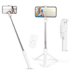 Flintronic Perche Selfie, 70cm Perche &agrave; Selfie Quadrup&egrave;de avec T&eacute;l&eacute;commande Amovible, Perch&eacute; &agrave; Selfie Tr&eacute;pied Smartphone B&acirc;ton Selfie Extensible T&eacute;lescopique pour iPhone/Samsung/Huawei (flintronic, neuf)