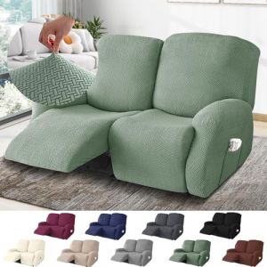 BOYIFEIJIE Housse Fauteuil Relax 2 Places, Housse de Fauteuil Extensible avec Poches, Housse Canap&eacute; Relax Jacquard Ray&eacute; Tout Compris, Prot&egrave;ge Fauteuil pour Fauteuil Inclinable (Vert Clair, 6 Pi&egrave;ces) (Baiyirich, neuf)