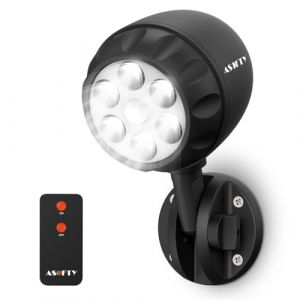 ASOFTY 6 LED Détecteur de mouvement extérieur avec télécommande RF 1000 lm Projecteur sans fil à piles IP65 étanche Spot de sécurité pour jardin, garage, intérieur et extérieur (ASOFTY, neuf)