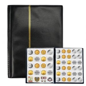 WUSJCOF Classeur Numismatique,10 Pages,Peuvent Stocker 250 Pièces,Rangement Monnaie pour l'Affichage 1 Pièce,Classeur Toploader,Classeur Pièces de Monnaie (Noir) (NAROU DUTEN, neuf)