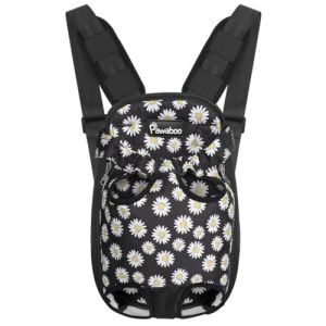 Pawaboo Sac de Transport de Voyage Sac &agrave; Dos de Transporteur Ventral Poitrine pour Petit Chien Chiot Chat pour Traveling Hiking Camping etc, Extra Large, Noir Marguerite (Joiel EU, neuf)