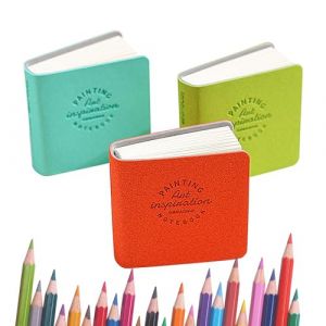 G&eacute;n&eacute;rique Mini Album de Dessin pour Aquarelles (3 Pi&egrave;ces) - Carnet de Croquis Format Carr&eacute; 5x5cm | Papier Aquarelle 300 g/m&sup2; | Cahier d'Art Portable pour &Eacute;tudiants, Couverture en Cuir Faite &agrave; la Main (yuanyopi, neuf)
