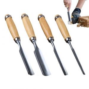 Outils De Sculpture Sur Bois 4 Pi&egrave;ces Gouge De Sculpture Sur Bois,Ensemble De Ciseaux &Agrave; Boiss En M&eacute;tal Lame Semi-circulaire En Acier Au Chrome Vanadium 6 12 18 24 Mm Pour Charpentier D&eacute;butant (windyday, neuf)