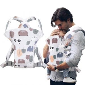 Liuer Porte-bébé Ergonomique Avant et Arrière Pour Nourrissons - Réglable, Randonnée, Coton Léger et Respirant - Pour Nouveaux Nés Et Bébés de 3,5 à 15 kg (Blanc) (Liuer, neuf)