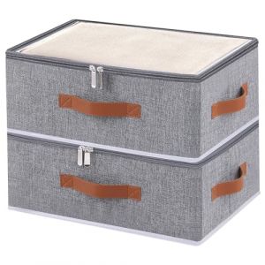 OUTBROS Boîte de Rangement avec Couvercle, Cube Pliable, Convient Caisse Pour Couettes, Couvertures, 38 x 26 x 15 cm, Gris, Paquet de 2 (OUTBROS-FR, neuf)