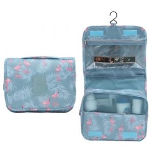 DIFLAX Trousse de Toilette Femme &agrave; Suspendre avec Poign&eacute;e Trousse de Maquillage Accessoires Trousse Toilette Voyage Organisateur Cosm&eacute;tique pour Voyage et Affaires (Bleu Flamant) (SVF TUNDER PRICE, neuf)