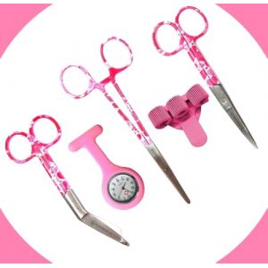 Nurse Heroes&reg; Kit de d&eacute;marrage infirmi&egrave;re "Blue Leaves" - Ciseaux de bandage - Accessoires d'infirmi&egrave;re - Cadeau d'infirmi&egrave;re - Montre s&oelig;ur - Porte-stylo infirmi&egrave;re (Nurse Heroes Shop, neuf)