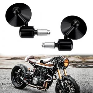 7/8 "22mm Moto R&eacute;troviseur de Guidon 3 Pouces Rond R&eacute;troviseur Lat&eacute;raux pour Scooter Chopper Cruiser(Noir) (Naughty Fashion Mode, neuf)