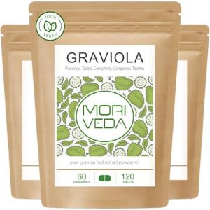 Comprimés de Graviola 2000mg - 6 mois d'approvisionnement - extrait naturel de fruit de graviola avec vitamine C et antioxydants - à haute dose, végétalien et sans gluten - 360 comprimés de MoriVeda (AMTEC International, neuf)